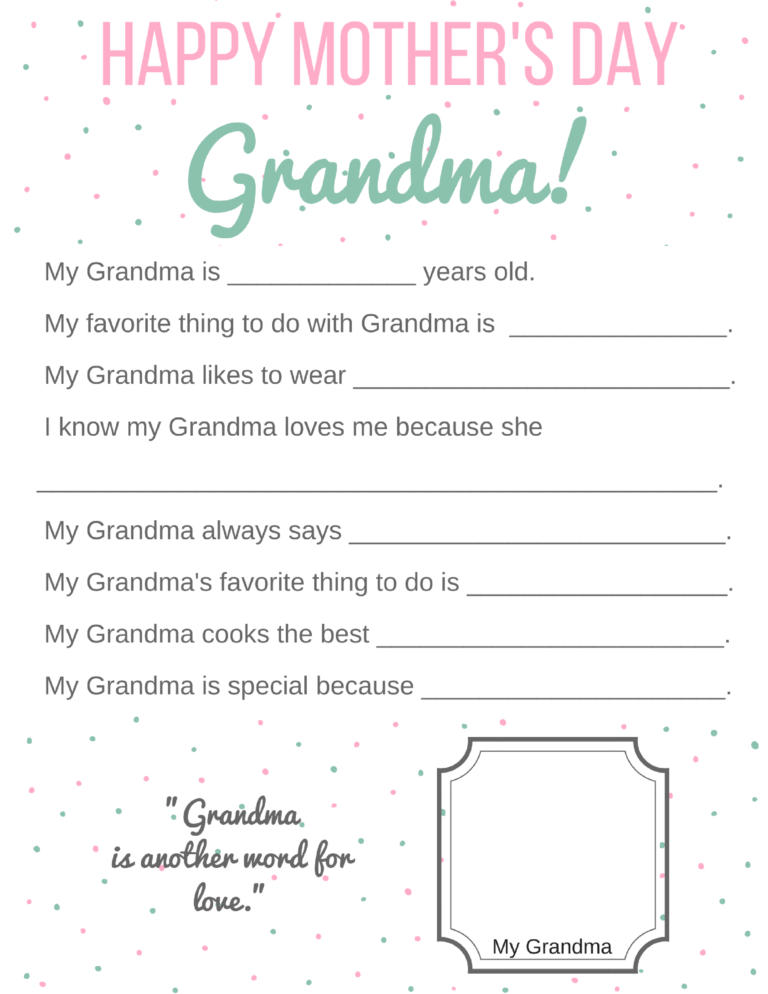 Happy Mothers Day Cards For Grandma Free Printable