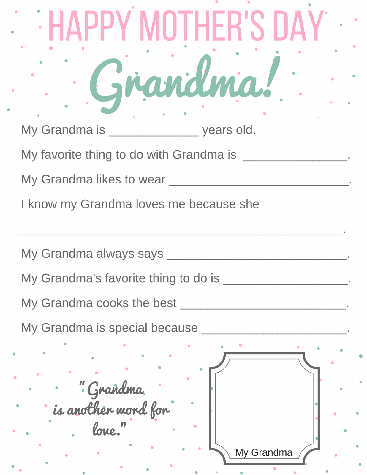 Free Printable Mothers Day Cards For Grandma