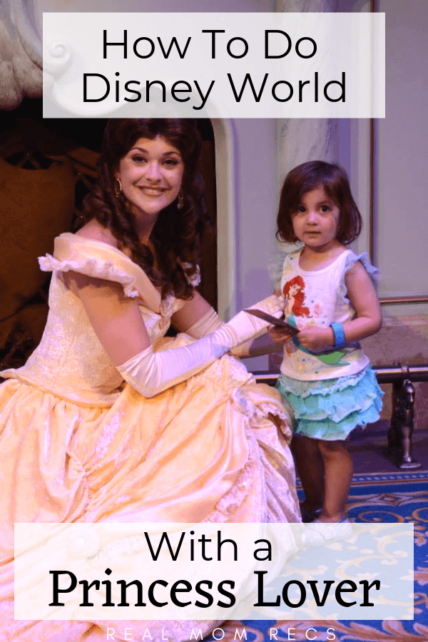disney world princess young girl meets Belle at Walt Disney World